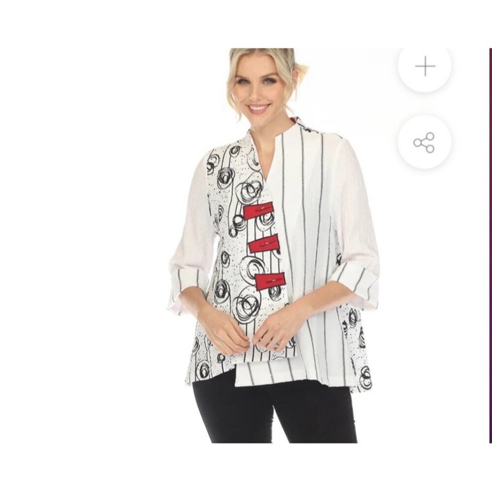 Ali Miles Art To Wear Jacket White Black Origami Japanese Kimono Wearable Art 2X